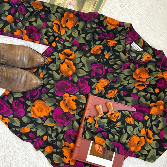 Vintage 90s petite impressions floral fall button up - Picture 17 of 17